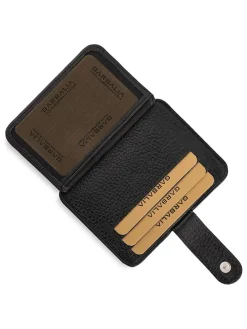 Leder-Kartenetui in Schwarz - (B)11 x (H)8 x (T)2 cm