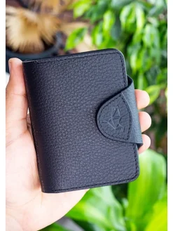 Leder-Kartenetui in Schwarz - (B)8 x (H)11 x (T)2 cm