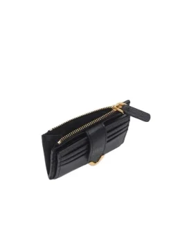 Leder-Kartenetui in Schwarz - (B)11 x (H)8 cm