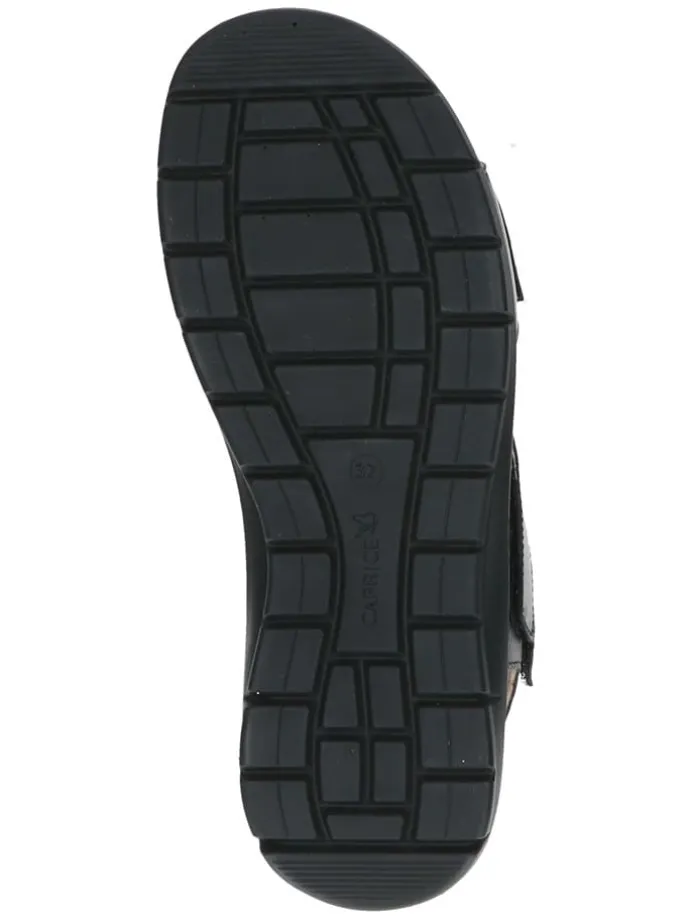 Leder-Keilsandaletten in Schwarz