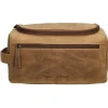 Leder-Kosmetiktasche in Hellbraun - (B)26 x (H)15 x (T)14,5 cm