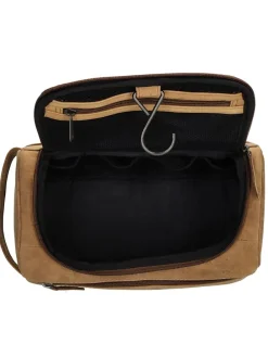 Leder-Kosmetiktasche in Hellbraun - (B)26 x (H)15 x (T)14,5 cm