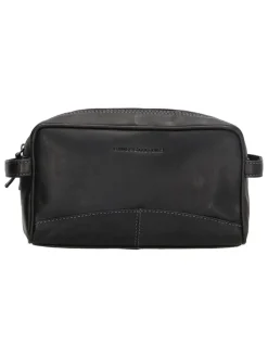 Leder-Kosmetiktasche in Schwarz  - (B)25 x (H)15 x (T)8,5 cm
