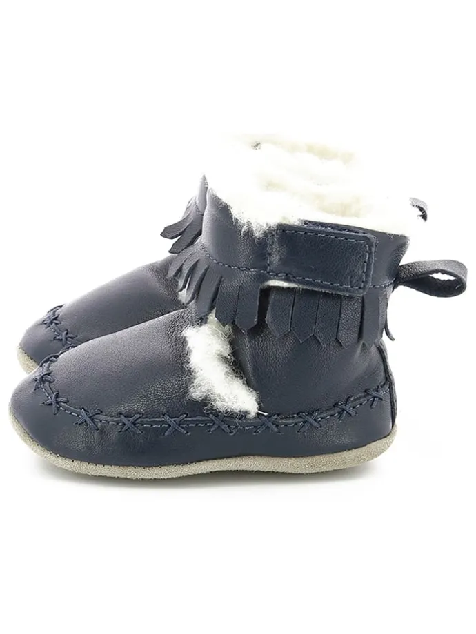Leder-Krabbelschuhe "Funky Show" in Dunkelblau
