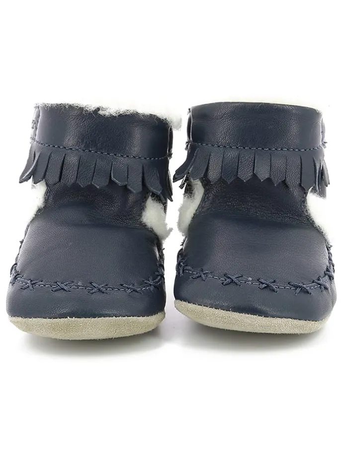 Leder-Krabbelschuhe "Funky Show" in Dunkelblau