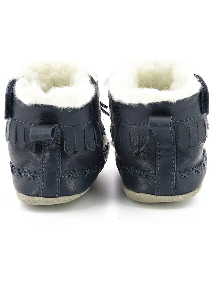 Leder-Krabbelschuhe "Funky Show" in Dunkelblau