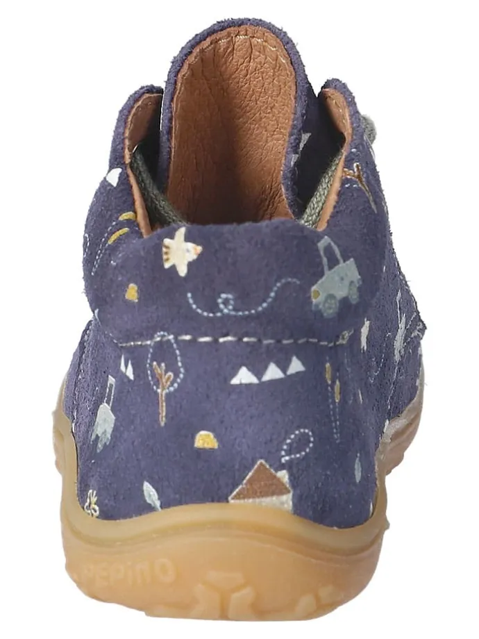 Leder-Lauflernschuhe "Dots" in Dunkelblau