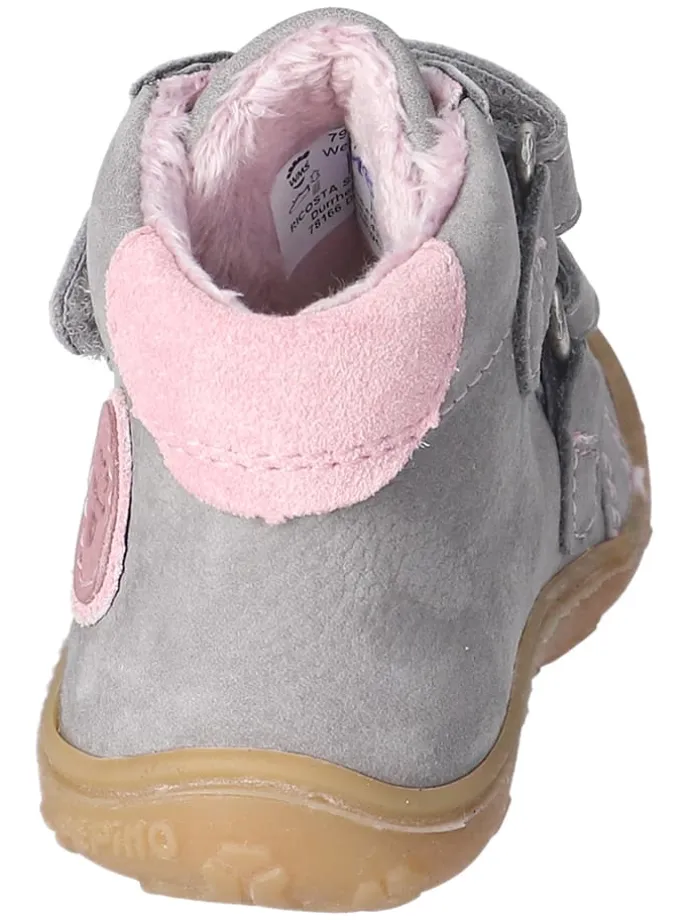 Leder-Lauflernschuhe "Gedo" in Grau/ Rosa