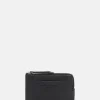 Leder-Münzbörse in Schwarz - (B)12,8 x (H)7,8 x (T)1 cm