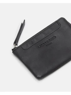Leder-Münzbörse in Schwarz - (B)12,8 x (H)7,8 x (T)1 cm