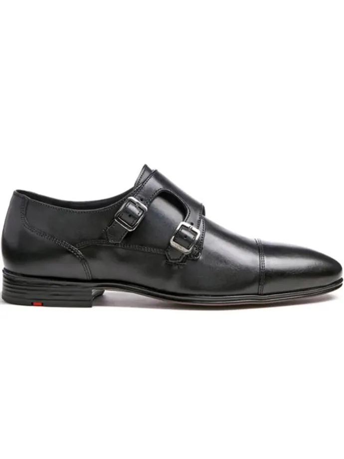 Leder-Monkstraps "Mailand" in Schwarz