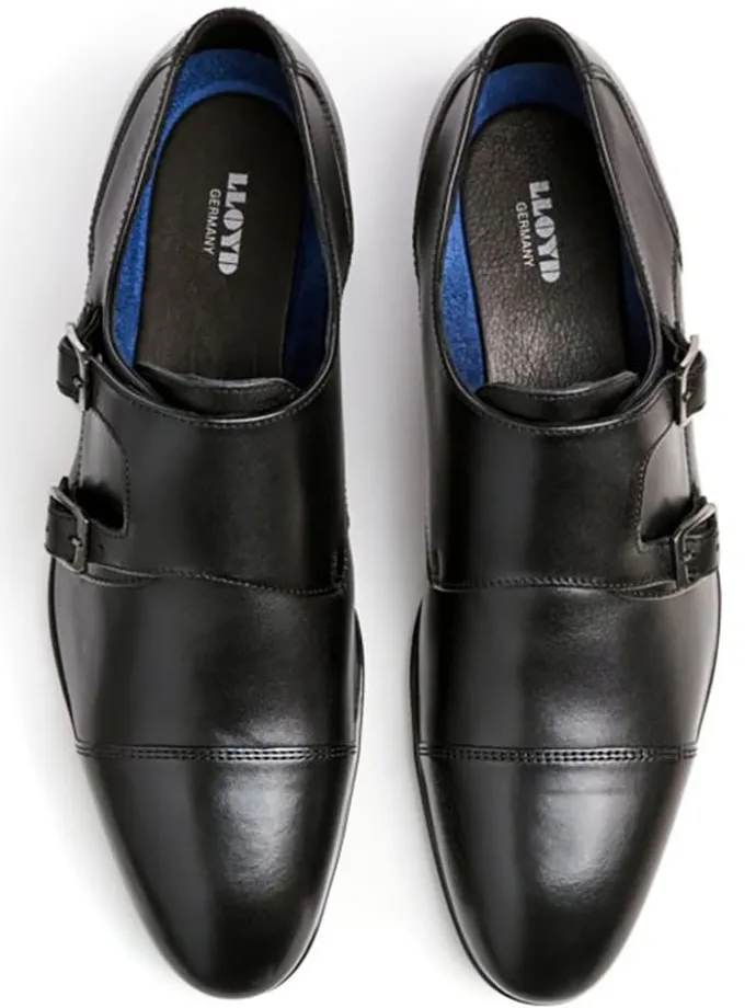 Leder-Monkstraps "Mailand" in Schwarz