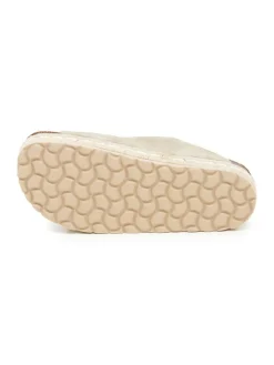 Leder-Pantoletten in Beige