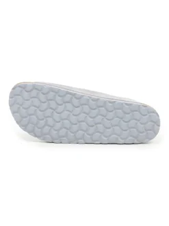 Leder-Pantoletten in Grau