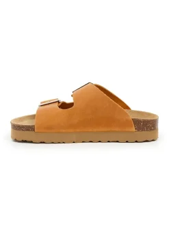 Leder-Pantoletten in Orange