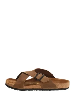 Leder-Pantoletten in Sand