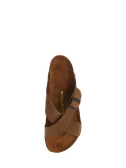 Leder-Pantoletten in Sand