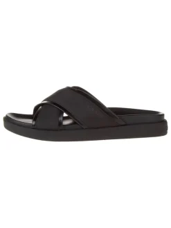 Leder-Pantoletten in Schwarz