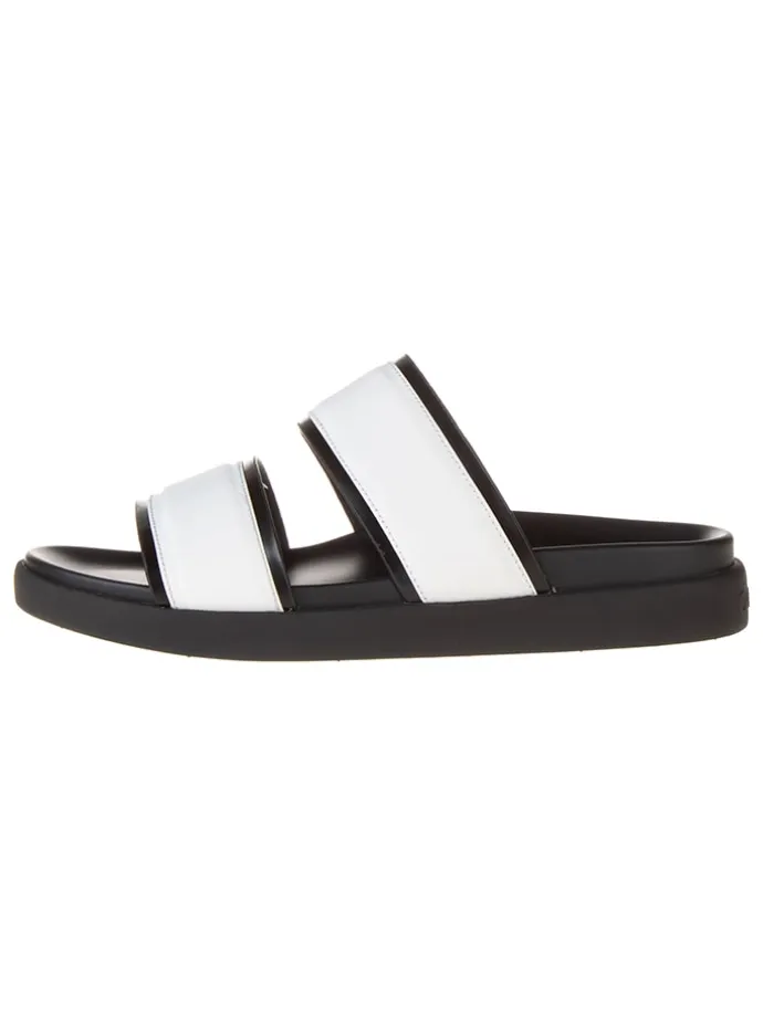 Leder-Pantoletten in Schwarz/ Weiß