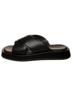 Leder-Pantoletten in Schwarz
