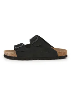 Leder-Pantoletten in Schwarz