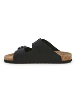 Leder-Pantoletten in Schwarz