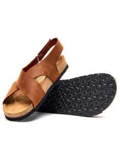Leder-Sandalen in Braun