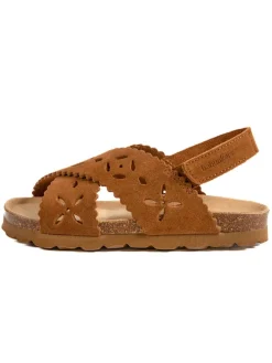Leder-Sandalen in Hellbraun