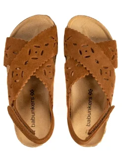 Leder-Sandalen in Hellbraun