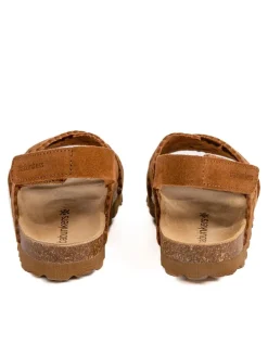 Leder-Sandalen in Hellbraun