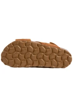 Leder-Sandalen in Hellbraun