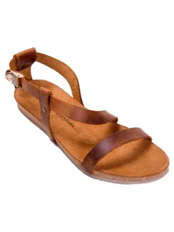 Leder-Sandalen in Hellbraun