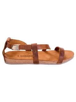 Leder-Sandalen in Hellbraun