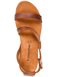 Leder-Sandalen in Hellbraun