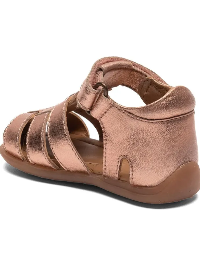 Leder-Sandalen in Rosa/ Gold