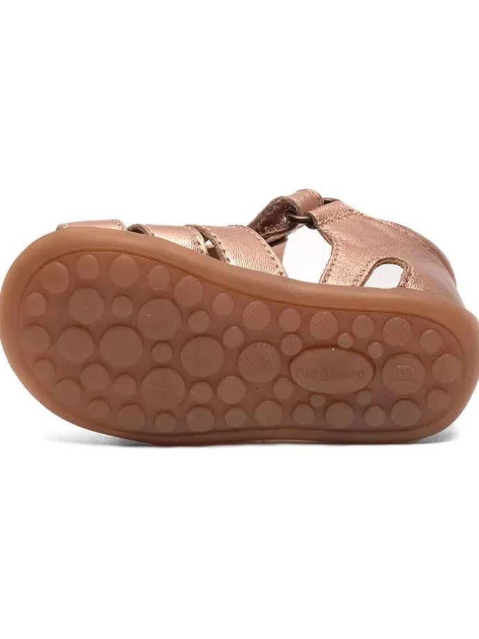 Leder-Sandalen in Rosa/ Gold