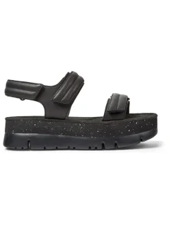 Leder-Sandaletten in Schwarz