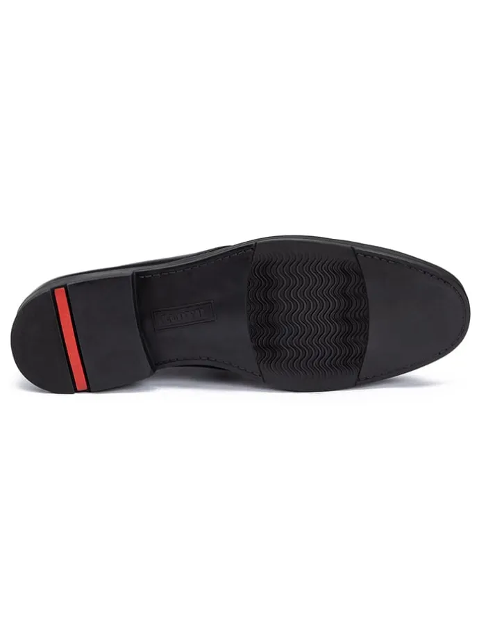 Leder-Schnürschuhe "Derby" in Schwarz