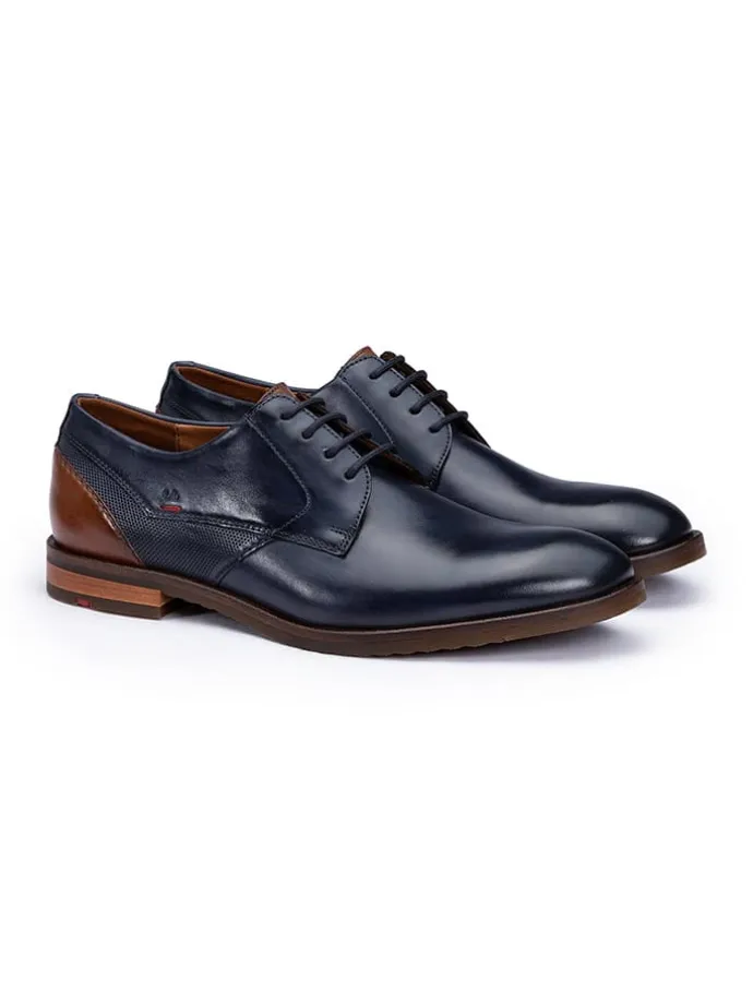 Leder-Schnürschuhe "Domino" in Dunkelblau/ Hellbraun