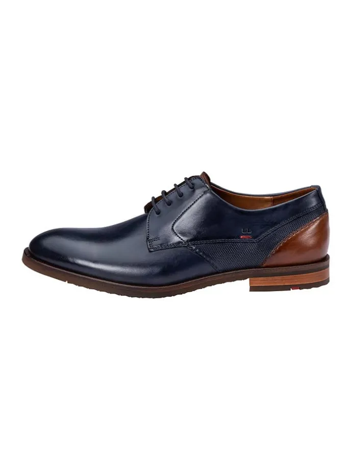 Leder-Schnürschuhe "Domino" in Dunkelblau/ Hellbraun