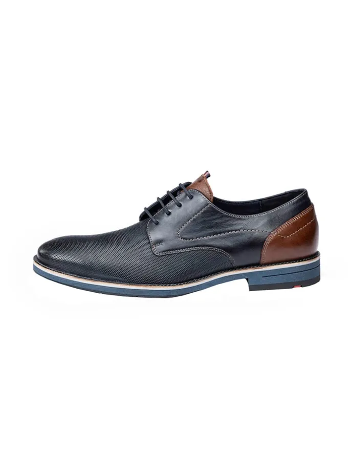 Leder-Schnürschuhe "Harris" in Dunkelblau/ Braun