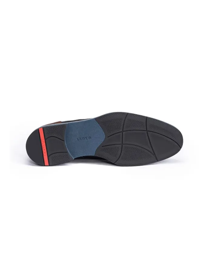Leder-Schnürschuhe "Harris" in Dunkelblau/ Braun