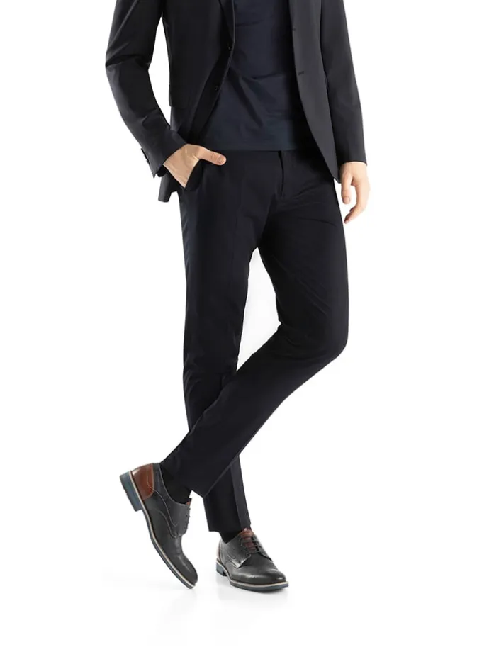 Leder-Schnürschuhe "Harris" in Dunkelblau/ Braun