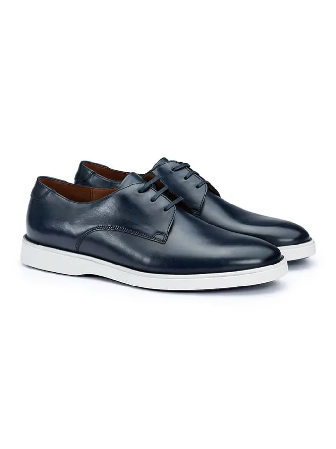 Leder-Schnürschuhe "Hillary" in Dunkelblau