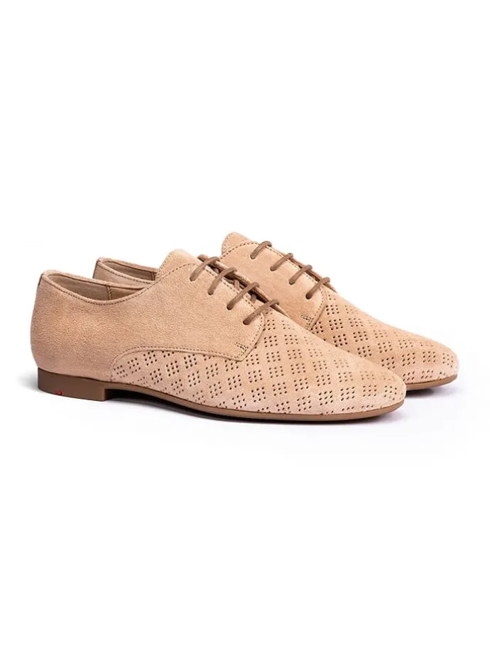 Leder-Schnürschuhe in Beige