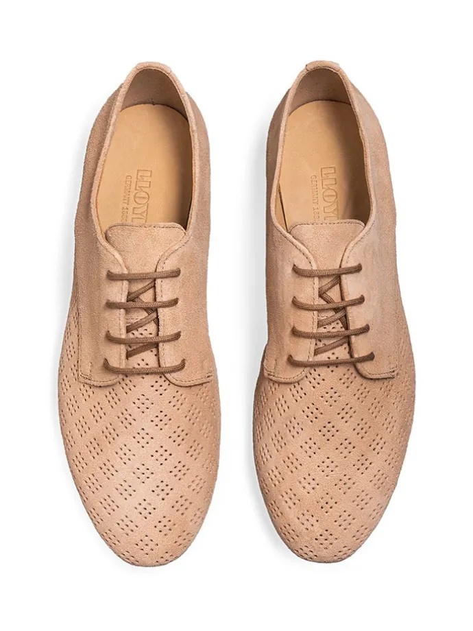 Leder-Schnürschuhe in Beige