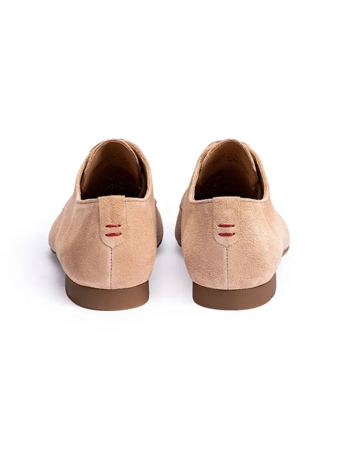 Leder-Schnürschuhe in Beige