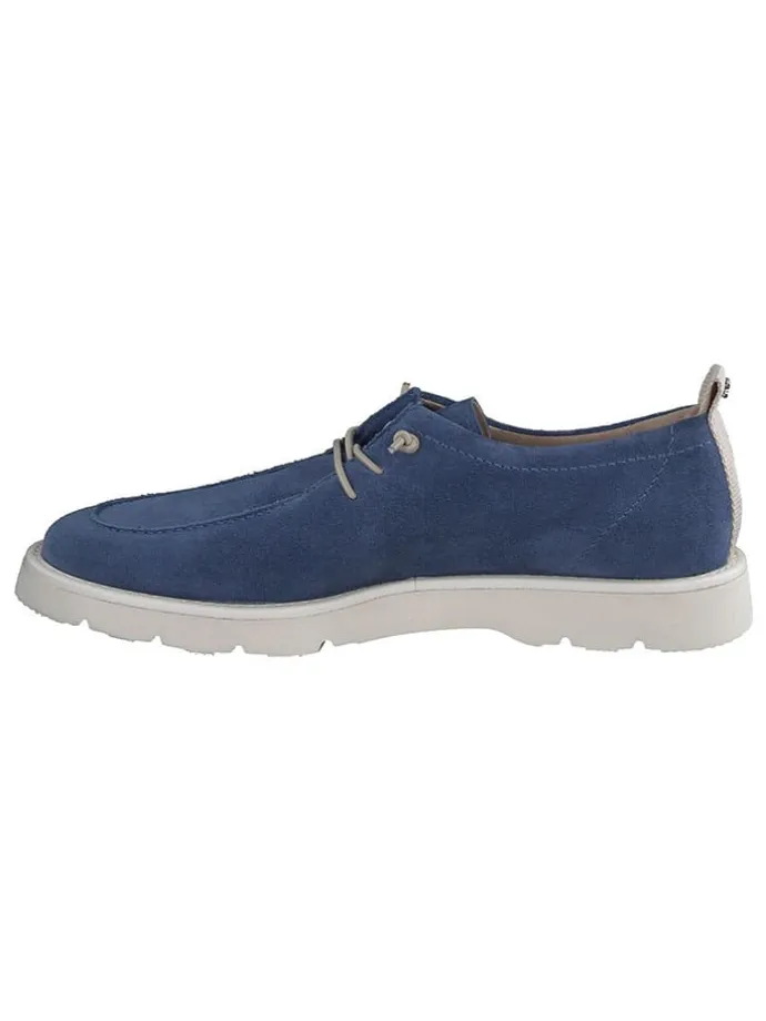 Leder-Schnürschuhe in Blau