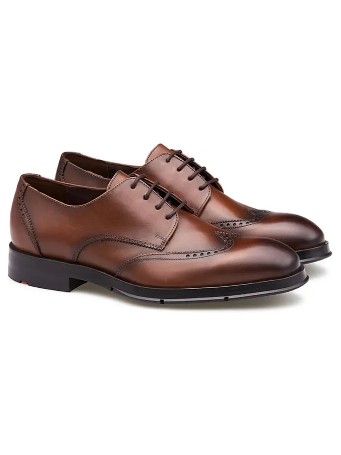 Leder-Schnürschuhe in Braun
