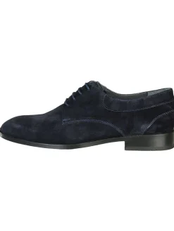 Leder-Schnürschuhe in Dunkelblau